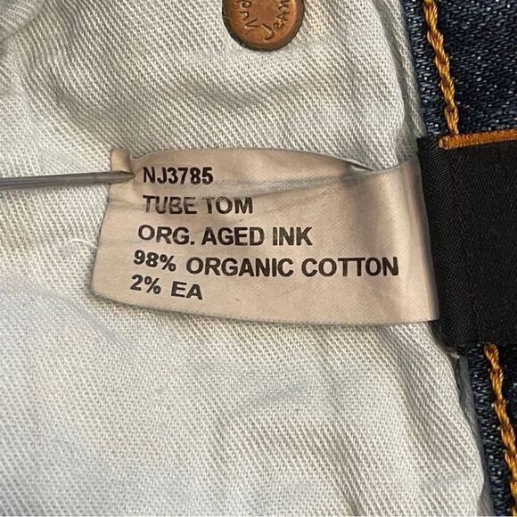 NUDIE Jeans Tube Tom Organic Aged Ink Blue Women’s Tag Size 26x34 - Picture 7 of 14